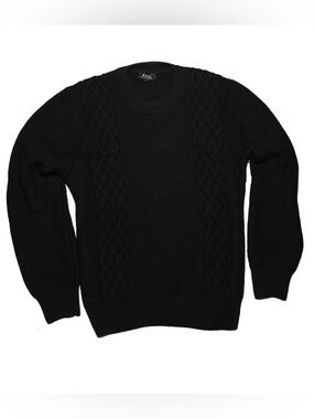A.P.C.  Men's Black Cable Knit Sweater 100% Wool